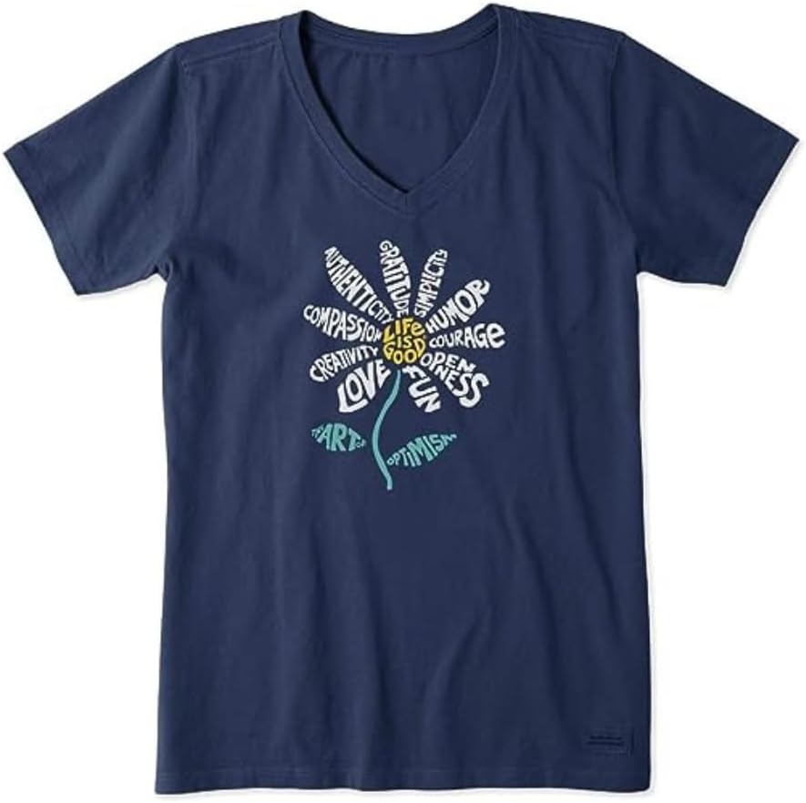Life is Good Women's Crusher Tee, Short Sleeve Cotton Graphic T-Shirts, Superpower Daisy