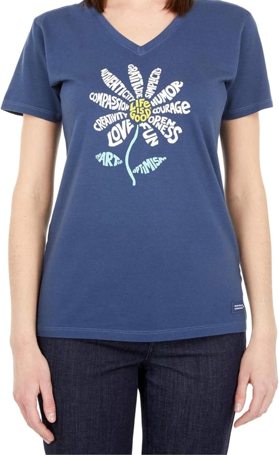 Life is Good Women's Crusher Tee, Short Sleeve Cotton Graphic T-Shirts, Superpower Daisy